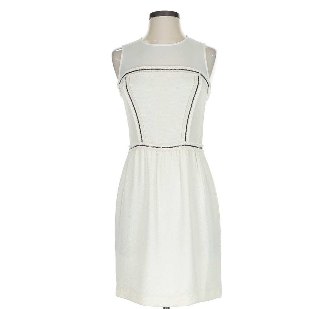 Sandro cocktail dress sheath crewneck sleeveless mesh paneled  size 1